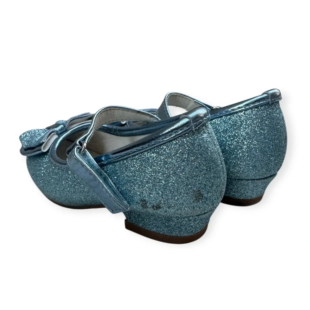 Stelle Girls Heels Blue Glitter Bow Dress Up Shoes Size 7